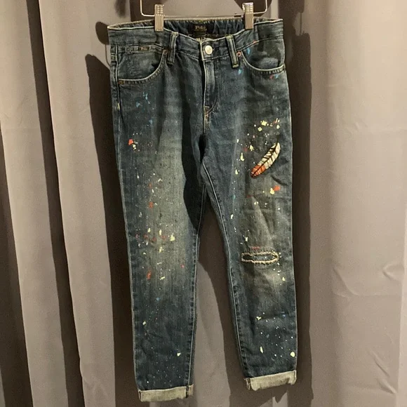Polo by Ralph Lauren | Bottoms | Girls Polo Ralph Lauren Paint Splatter  Jeans Nwot | Poshmark